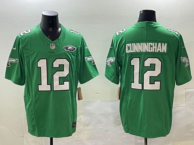 Men Philadelphia Eagles #12 Cunningham Green three generations 2025 Nike Vapor Limited NFL Jersey style 4